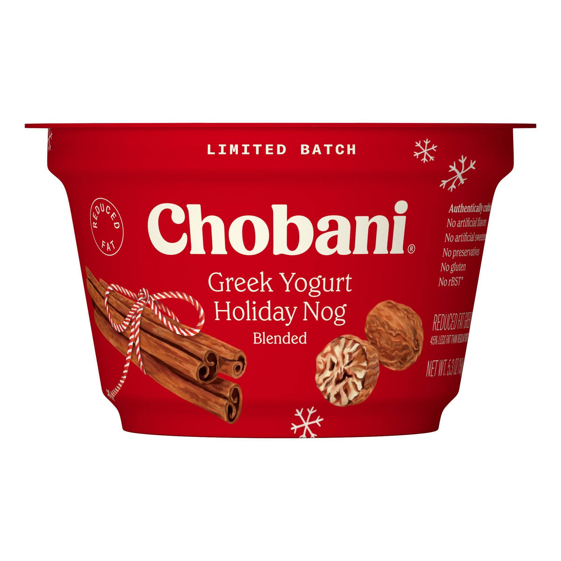 Chobani Spiced Eggnog Blended Low Fat Greek Yogurt - 5.3oz