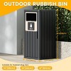 Syemin Outdoor Trash Cans Outdoor Single Barrel Trash Can Waterproof Patio Garbage Can with Lid, Durable Waste Bin, Black, 16.14"*16.54"*35.43" - 4 of 4