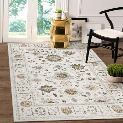 Lahome Vintage Washable Farmhouse Area Rug-Rustic Carpet for Living Room, Bedroom, or Entryway