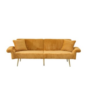 TiramisuBest 79" Corduroy Sofa Bed, Green Foldable Double Couch with Adjustable Armrests for Living Room & Apartments - 1 of 4