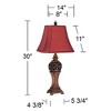 Regency Hill Exeter 30" Tall Large Traditional End Table Lamps Set of 2 Brown Wood Finish Crimson Red Shade Living Room Bedroom Bedside Nightstand - image 4 of 4