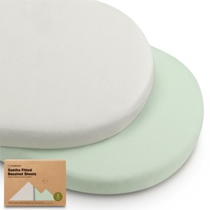 KeaBabies Organic Bassinet Sheet for Baby Girls, Boys, 2-Pack Soothe Bassinet Fitted Sheets, Bedside Bassinet Mattress Sheet - 1 of 4