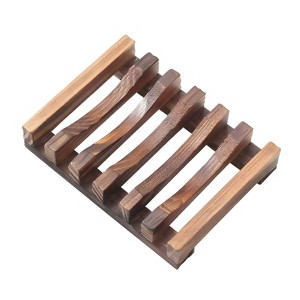 Kitcheniva Self-Draining Wooden Soap Dish 1 Pcs - Charred Wood Soap Holder - 1 of 4