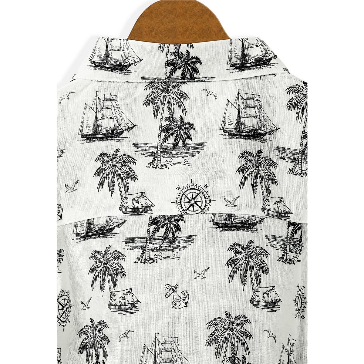 HAPPY BAY Men's Hawaiian Shirts Short Sleeve Button Down Shirt Mens Holiday Shirts Linen Effect Summer Casual Holiday Aloha Shirts XXL Black,Tree - thumbnail 6