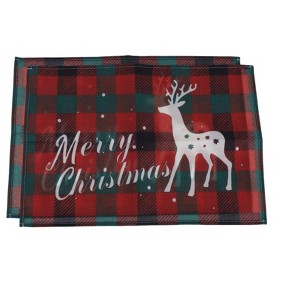 Unique Bargains Christmas Place Mats Flax Red White Green 11.8"x17.7" 2Pcs - 1 of 4