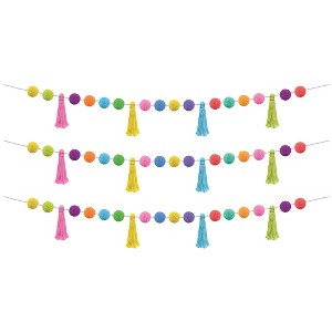 Teacher Created Resources® Colorful Pom-Poms and Tassels Garland, Pack of 3 - 1 of 3