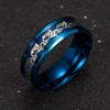 Dragon Wedding Band for Women or Men Black or Blue Stainless Steel Ring by Ginger Lyne Collection - 2 of 4