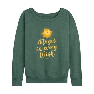 Women's - Disney - Magic In Every Wish Lightweight French Terry Wide Neck Long Sleeve Shirt - 1 of 4
