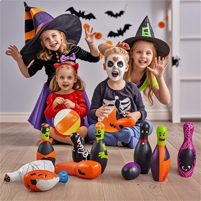 Joyfy Halloween Get-Together Party Supplies Foam Bowling Toys Set with 10 Pins & 2 Balls for Kids, Indoor Outdoor Fun Sports Games, Birthday Parties