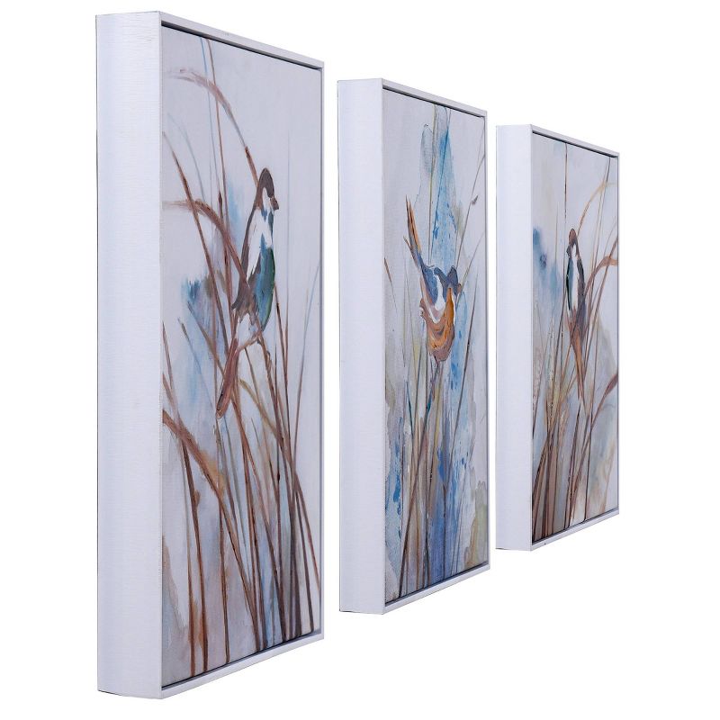 Set of 3 Feathered Canvas Wall Arts White - StyleCraft, 3 of 8