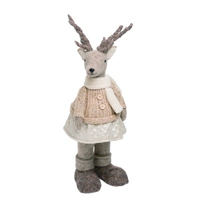 Transpac Foam 21.26 in. Multicolor Christmas Glitzy Deer Girl Figurine
