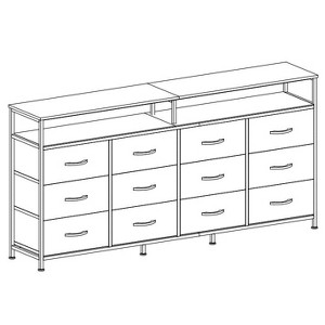 12-drawer long drawer cabinet with shelves and fabric drawers, storage rack - 1 of 1