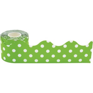 Teacher Created Resources Lime Polka Dots Scalloped Rolled Border Trim, 50 Feet (Pack of 6) - 1 of 1