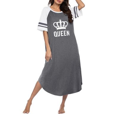 Ekouaer Nightgowns for Women Cotton Long Night Gowns Moo Moos Short Sleeve House Dress Soft Sleep Shirts Grey Queen XL : Target