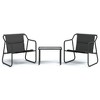 vidaXL 3 Piece Patio Lounge Set with Cushions Anthracite Steel - 2 of 4