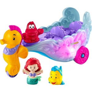 Fisher-Price Disney Princess Toddler Toy Light-Up Sea Carriage Musical Vehicle with Ariel & Flounder Figures for Ages 18+ Months - 1 of 4