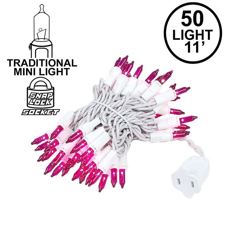 Novelty Lights 50 Light Incandescent Mini Christmas String Lights White Wire 11 Feet, 4 of 7