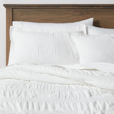 Catherine Lansfield Seersucker Reversible Natural Duvet Cover