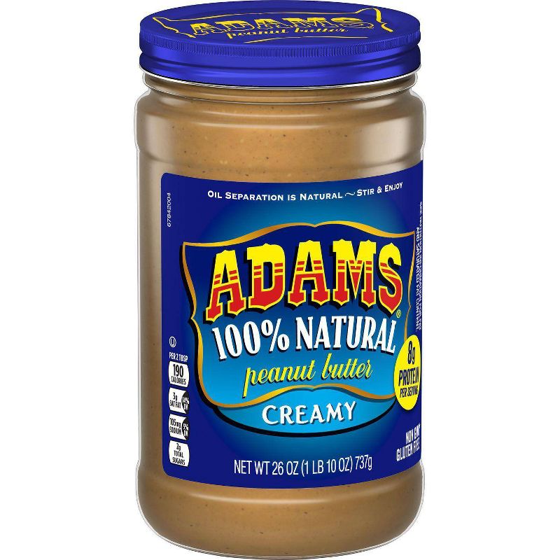Adams Peanut Butter 100% Natural Creamy Peanut Butter - 26oz, 3 of 4