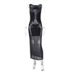 Clotth Women Sexy Semi Sheer Sleeveless Mock Turtleneck Jersey Ruched Thigh Slit Bodycon Maxi Dress for Party Club, Black - 2 of 4