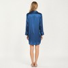 Anna-Kaci Lounge Women's Satin Button-Front Sleep Shirt with Contrast Piping Trim and Relaxed Long Sleeve Silhouette - 4 of 4
