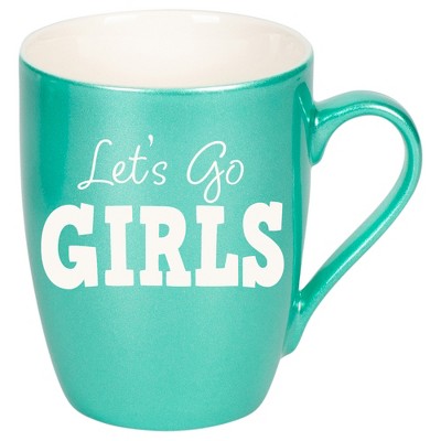 100 North Seafoam Metallic Finish, 10 Ounce, Comfortably Fits Your Hands, New Bone China Coffee Tea Cup Mug, Let's Go Girls