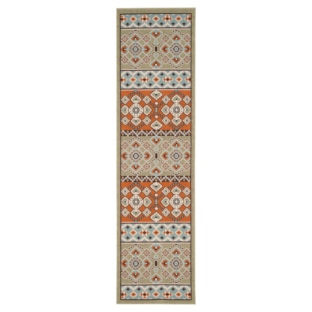 2'3inx8' Runner Almira Green/Terracotta - Safavieh