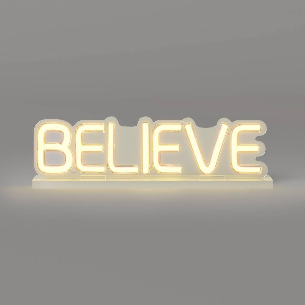 12.8"x3.75" Believe Neon Christmas Acrylic Stand USB Powered - Wondershop&trade;