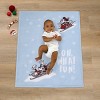 NoJo Disney Mickey and Minnie Mouse Blue, White and Red Winter Holiday "Oh, What Fun!" Snowflakes Photo Op Super Soft Baby Blanket - 3 of 4