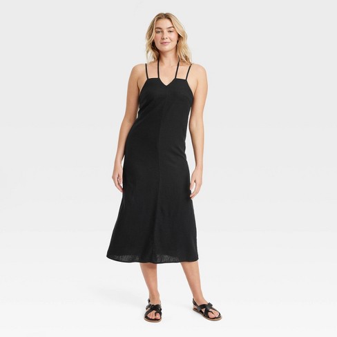 Women's Linen Midi Sundress - Universal Thread™ Black Xl : Target