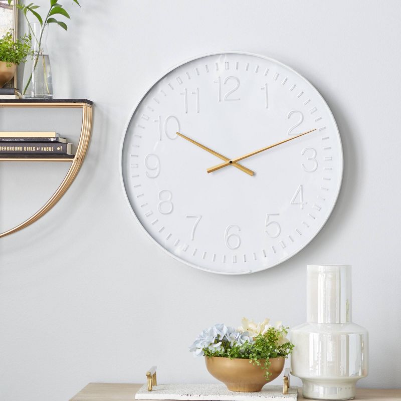 24&#34;x24&#34; Metal Round Wall Clock White - Olivia &#38; May, 2 of 8