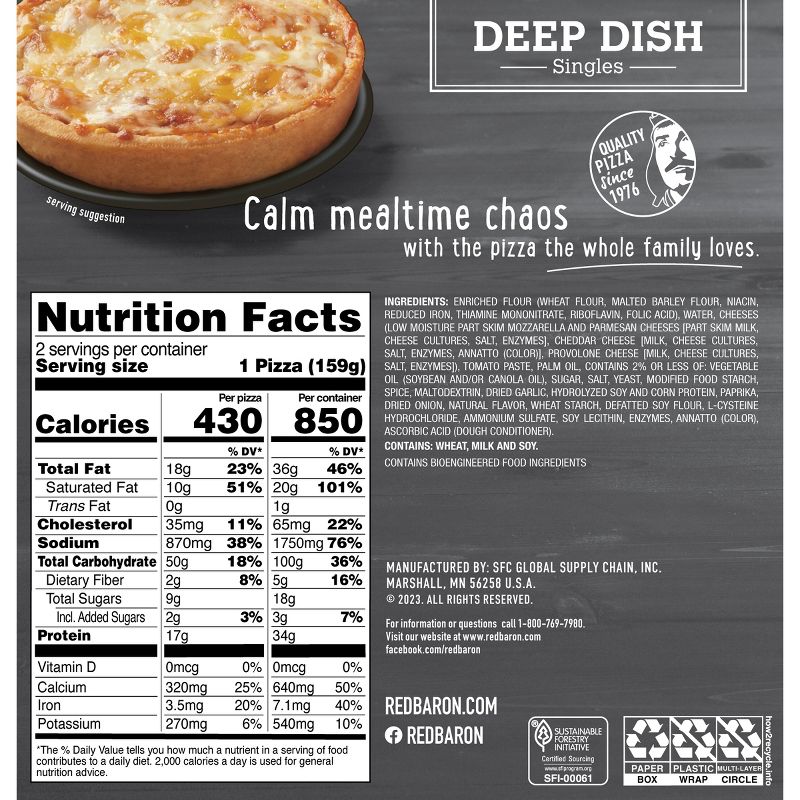 Red Baron Deep Dish Singles Four Cheese Frozen Pizza - 11.2oz, 3 of 12