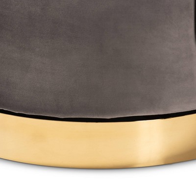 Gray Velvet Barrel Swivel Accent Chair with Gold Base