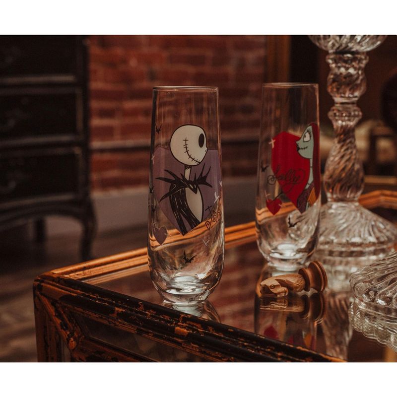 Silver Buffalo Disney The Nightmare Before Christmas Jack and Sally Fluted Glassware | Set of 2, 5 of 7