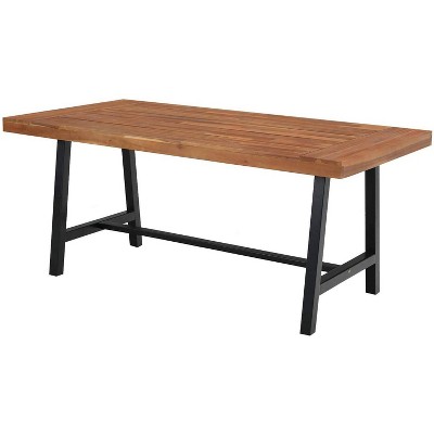 Rectangular Acacia Wood Patio Dining Table - Teak - Captiva Designs