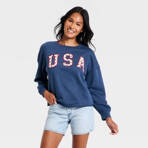 Women's Americana Pullover Sweatshirt - Universal Thread™ Navy