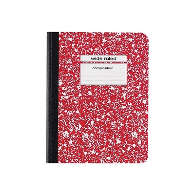 Staples Composition Notebook 9.75" x 7.5" Wide Ruled 100 Sh. Red 639656