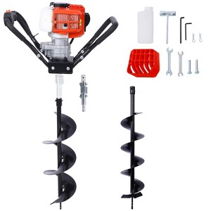 Post Hole Digger, 43cc Post Hole Digger, Gas Powered Earth Digger with 6&8" and absorber,Earth Auger Drill Bit, 30 inch Long Alloy Steel Auger - 1 of 4