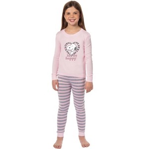 Peanuts Girls' Pink Snoopy Just Be Happy Sleep Pajama Set For Kids Pink - 1 of 4