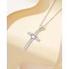 Molenia Birthstone Cross Necklace for Women, 925 Sterling Silver Heart Cross Pendant Necklace Fine Cross Jewelry Birthday Gifts for Her 18"+4" Inches - 3 of 4