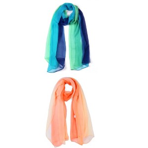 Elerevyo Women Long Chiffon Lightweight Gradient Color Scarves 2 Pcs - 1 of 4