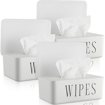 3 Pack Baby Wipes Dispenser Holder, Refillable Wipe Container for Bathroom Office and Car Storage