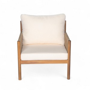TiramisuBest Modern Outdoor Woven Lounge Chair with Solid Wood Frame & Cozy Cushions for Patio, Garden, or Balcony Relaxation,Teak - 1 of 4