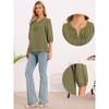 INSPIRE CHIC Women's Casual Chiffon Stripe 3/4 Puff Sleeve V Neck Embroidery Tunic Shirts - 2 of 4