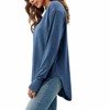 Imily Bela Womens Deep V Neck Tunic Tops Long Sleeve Oversized Casual Loose Fit Curved Hem T Shirts - 3 of 4