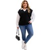 Women's Plus Size Ribbed Knit V Neck Sleeveless Solid Casual Stretch Sweater Vest - Agnes Orinda - 3 of 4