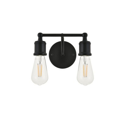 Elegant Black Metal 2-Light Wall Sconce