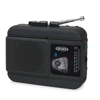 JENSEN Portable Boombox/Stereo Cassette Recorder & CD Player with AM/FM  Radio, Black