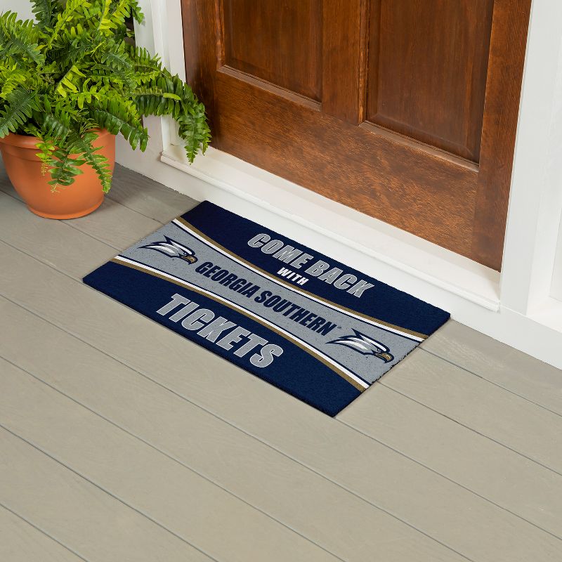 Evergreen Come Back with Tickets Georgia Southern University 28" x 16" Woven PVC Indoor Outdoor Doormat, 4 of 7