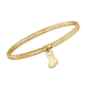 Ross-Simons Italian 14kt Yellow Gold Mesh Cat Charm Bracelet - 1 of 3